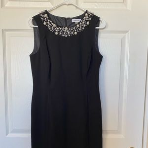 Calvin Klein Sleeveless Dress with Pearl Neckline